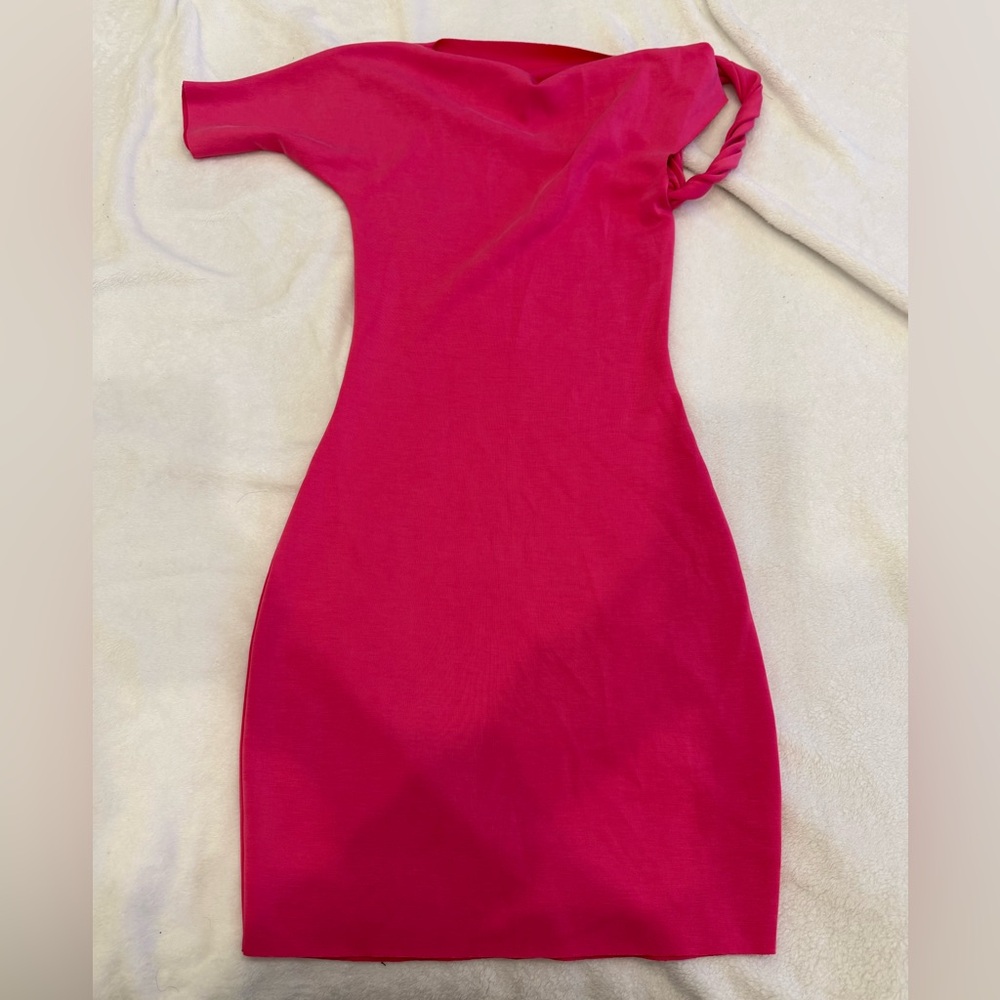 KHY Sueded Stretch Twist Mini Dress | Fuchsia